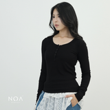 MIORI Rib Henley Long Sleeve Tee