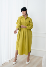 AKEMI Puffsleeve Midi Dress - Yellow