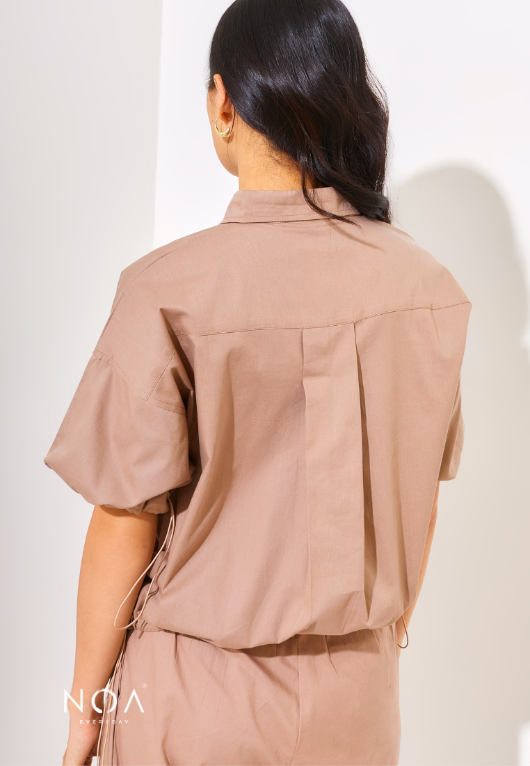 Rinako drawstring shirt - Brown