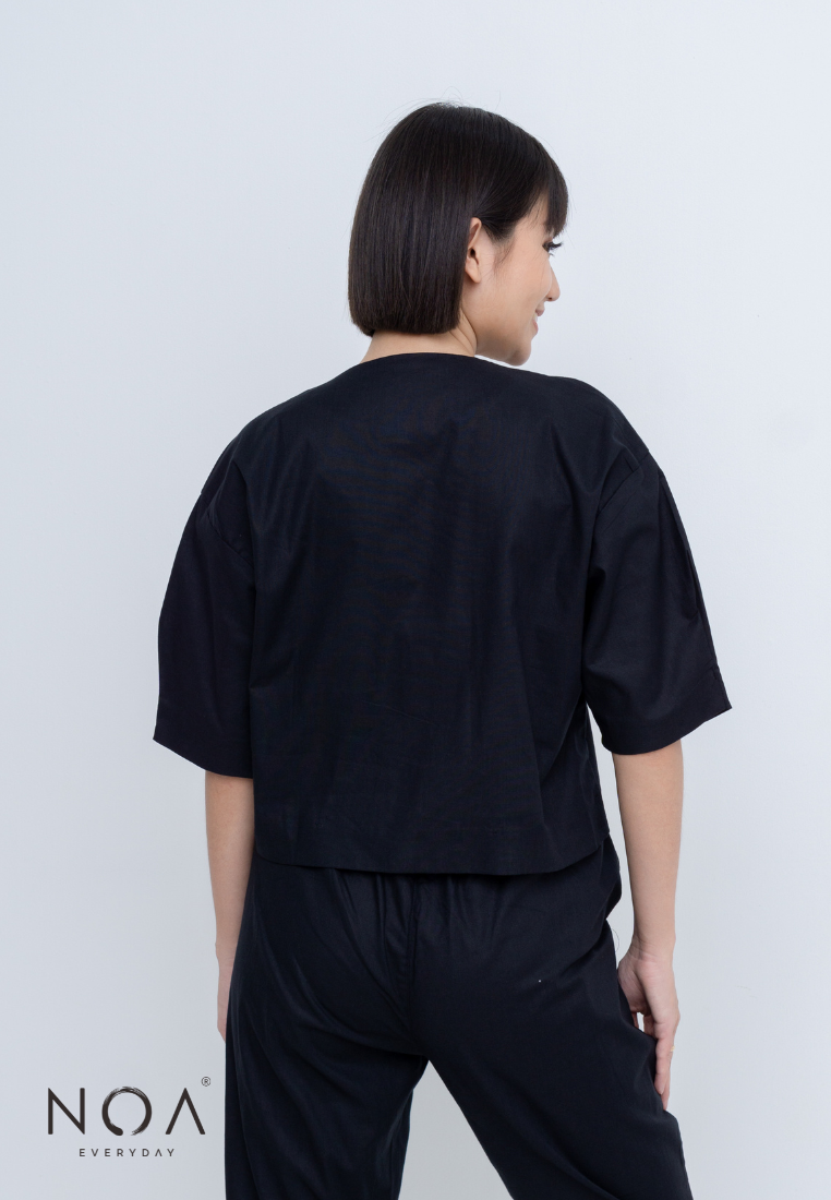 MISUMI Puff Linen Blouse - Black