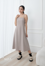 ARISA Strap Midi Dress - Cream