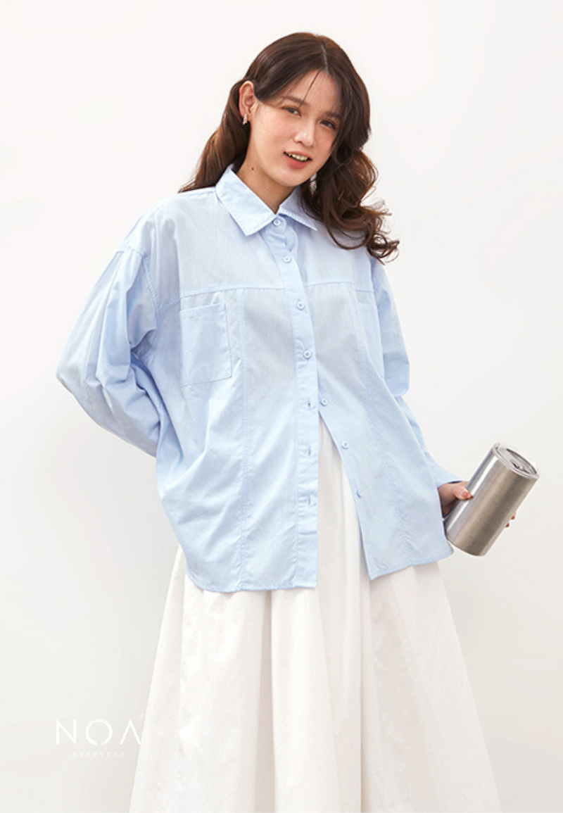 RIYE Long Sleeve Basic Shirt - Baby Blue