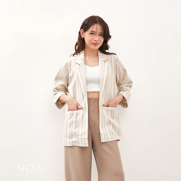 NOA STUDIO - RYOTA Stripes Linen Blazer - Cream