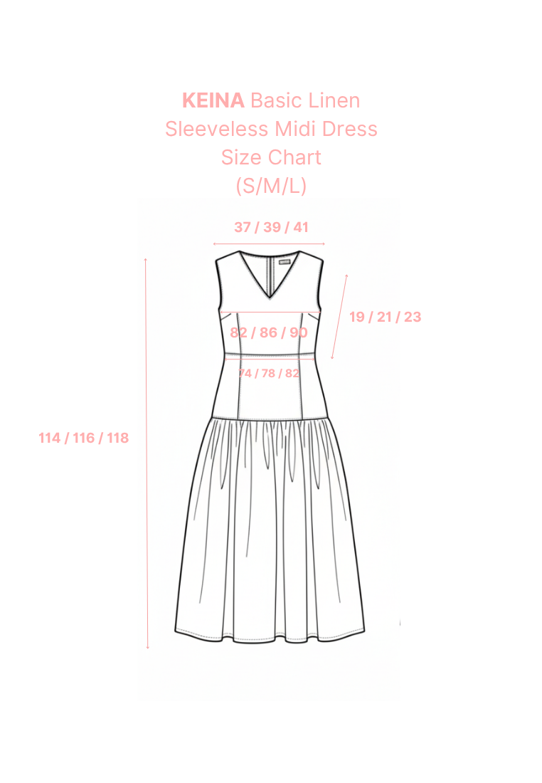 KEINA Basic Linen Sleeveless Midi Dress with Inner