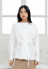 NOA X KUSUMANGGI - KAME Linen Look Ruffle Long Sleeve Blouse