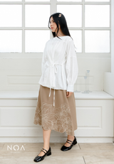 NOA X KUSUMANGGI - KAME Linen Look Ruffle Long Sleeve Blouse