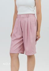 KANARI Denim & Striped Bermuda Pants