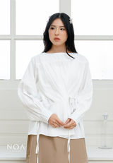NOA X KUSUMANGGI - KAME Linen Look Ruffle Long Sleeve Blouse