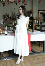 YONA Crinkle Tiered Maxi Dress with Belt