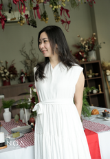 YONA Crinkle Tiered Maxi Dress with Belt