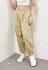 AERI Linen Basic Ankle Pants - Light Green