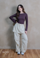 HIBI Rib Spandex Long Sleeve Slim Fit T-Shirt