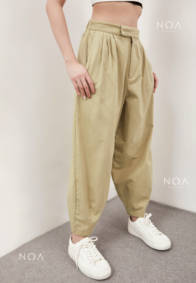 AERI Linen Basic Ankle Pants - Light Green