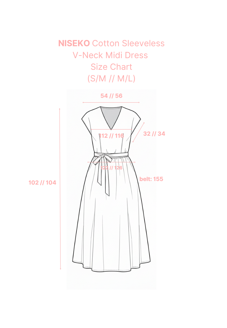 NISEKO Cotton Sleeveless V-Neck Midi Dress with Inner