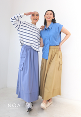 RURI Knitted Stripe Blouse - Denim
