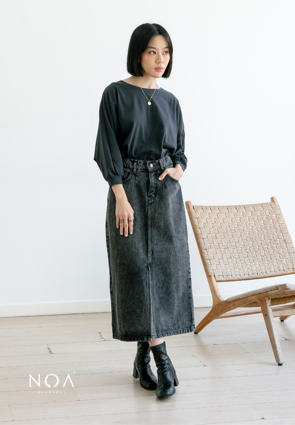 KAITO Denim Slit Midi Skirt