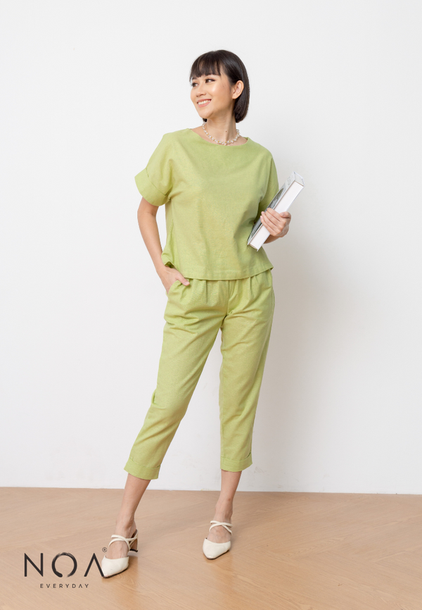 Deals ~ AKIKO Basic Linen Pants - Green