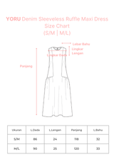 YORU Denim & Wool Blend Sleeveless Ruffle Maxi Dress
