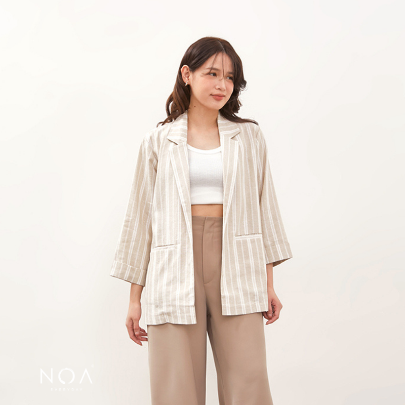 NOA STUDIO - RYOTA Stripes Linen Blazer - Cream