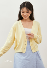 HOTARU Button Knitted Cardigan - Light Yellow