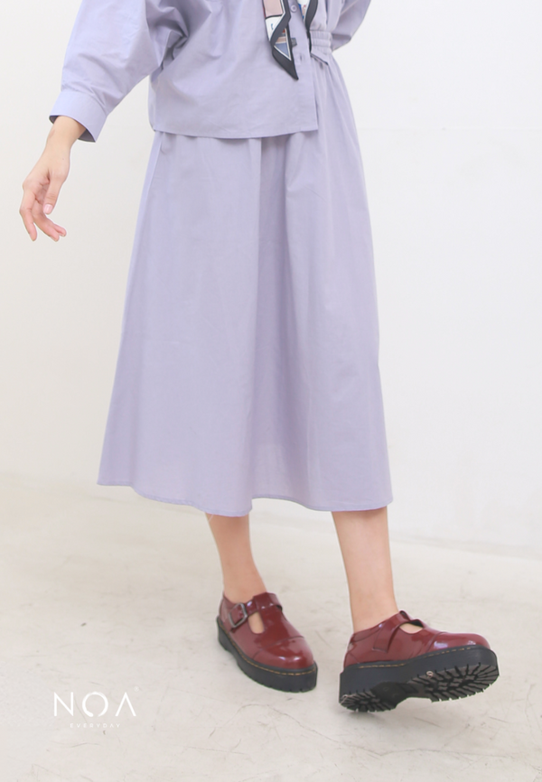 MASAYU Drawstring Midi Skirt - Light Grey