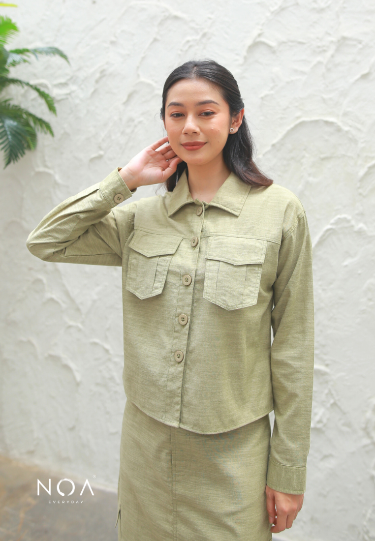 SHOERA Crop Shirt Jacket - Sage Green