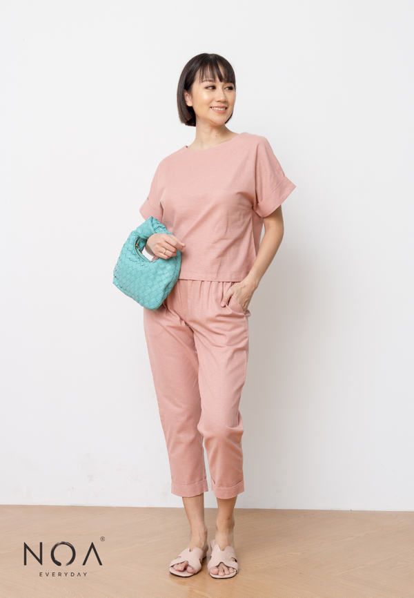 Deals ~ AKIKO Basic Linen Pants - Dusty Pink