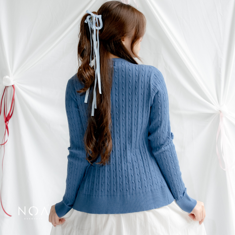 MIONA Knitted Cable Long Sleeve Cardigan