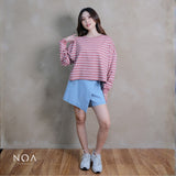 NOAeveryday | ETSU Striped Boxy Longsleeve T-Shirt | Atasan Wanita | Kaos Garis Lengan Panjang Wanita