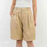 KANARI Denim & Striped Bermuda Pants