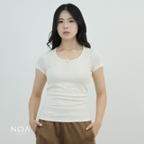 SORAI Rib Henley Short Sleeve Tee