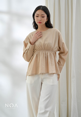 KIOMI Linen Look Peplum Blouse