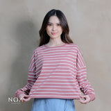 NOAeveryday | ETSU Striped Boxy Longsleeve T-Shirt | Atasan Wanita | Kaos Garis Lengan Panjang Wanita