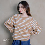 NOAeveryday | ETSU Striped Boxy Longsleeve T-Shirt | Atasan Wanita | Kaos Garis Lengan Panjang Wanita