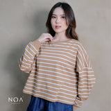 NOAeveryday | ETSU Striped Boxy Longsleeve T-Shirt | Atasan Wanita | Kaos Garis Lengan Panjang Wanita