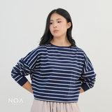 NOAeveryday | ETSU Striped Boxy Longsleeve T-Shirt | Atasan Wanita | Kaos Garis Lengan Panjang Wanita