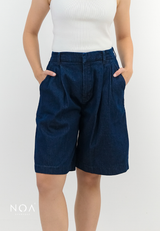 KANARI Denim & Striped Bermuda Pants