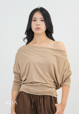 MINASE Rayon Off Shoulder T-Shirt
