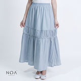 RIKA Nylon Tiered Pleated Maxi Skirt with Inner
