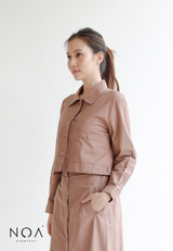 KOTONE Buttoned Pocket Linen Jacket - Mocca