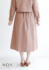 KOTONE Buttoned Linen Midi Skirt - Mocca