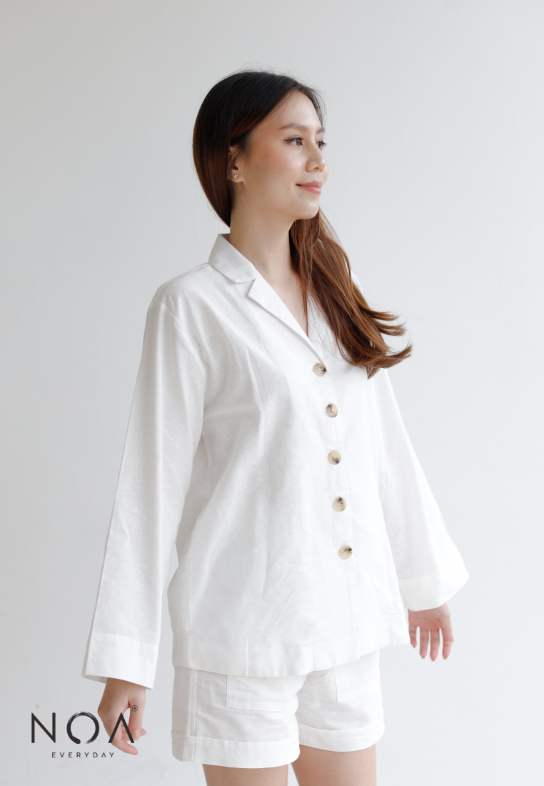 Deals ~ KOJIKA Linen Blazer Long Shirt - White