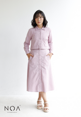 KOTONE Buttoned Pocket Linen Jacket - Lilac