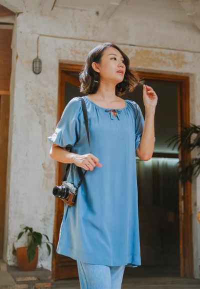 Best Price ~ HAYAMI Puff Mini Dress - Blue
