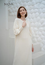 Best Price ~ NANAO Puff Sleeve Knitted Dress - White