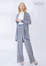 Best Price ~ ERINA Tweed Knitted Long Cardigan - Denim Blue