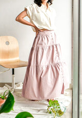 Deals ~ YUBI Linen Skirt With Button - Dusty Pink