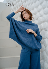 HANA Knitted Blouse - Denim Blue