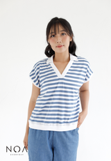 Deals ~ JUNKO Stripe Sleeveless Blouse - Blue