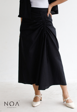 Deals ~ MIYU Drawstring Midi Skirt - Black